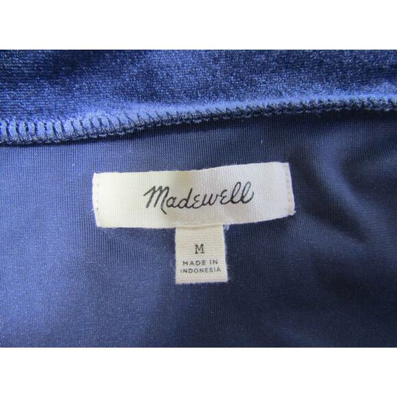 Madewell Blue Velvet V Neck Tie Top Womens size M Professional Blouse Work - Picture 3 of 8
